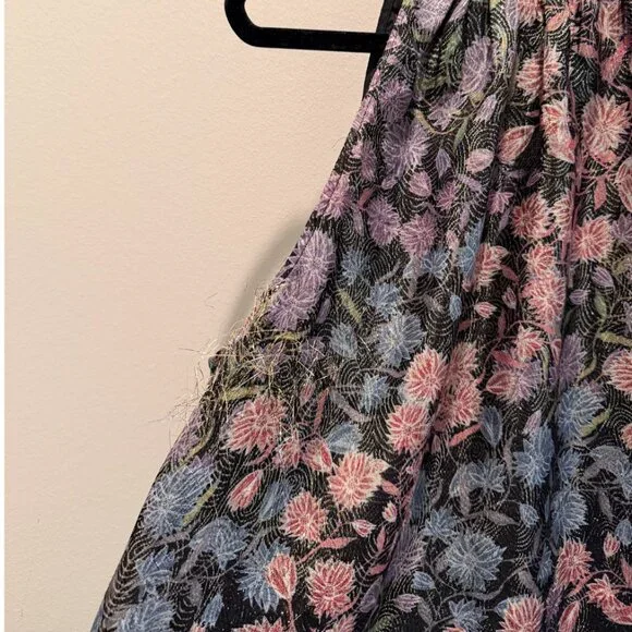 J. Crew Collection Metallic Floral Shimmer Tie-Neck Halter Top - L - Picture 4 of 5